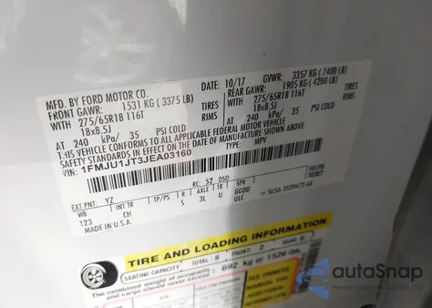 2018 Ford Expedition Xlt из США, поврежденный, VIN 1FMJU1JT3JEA03160